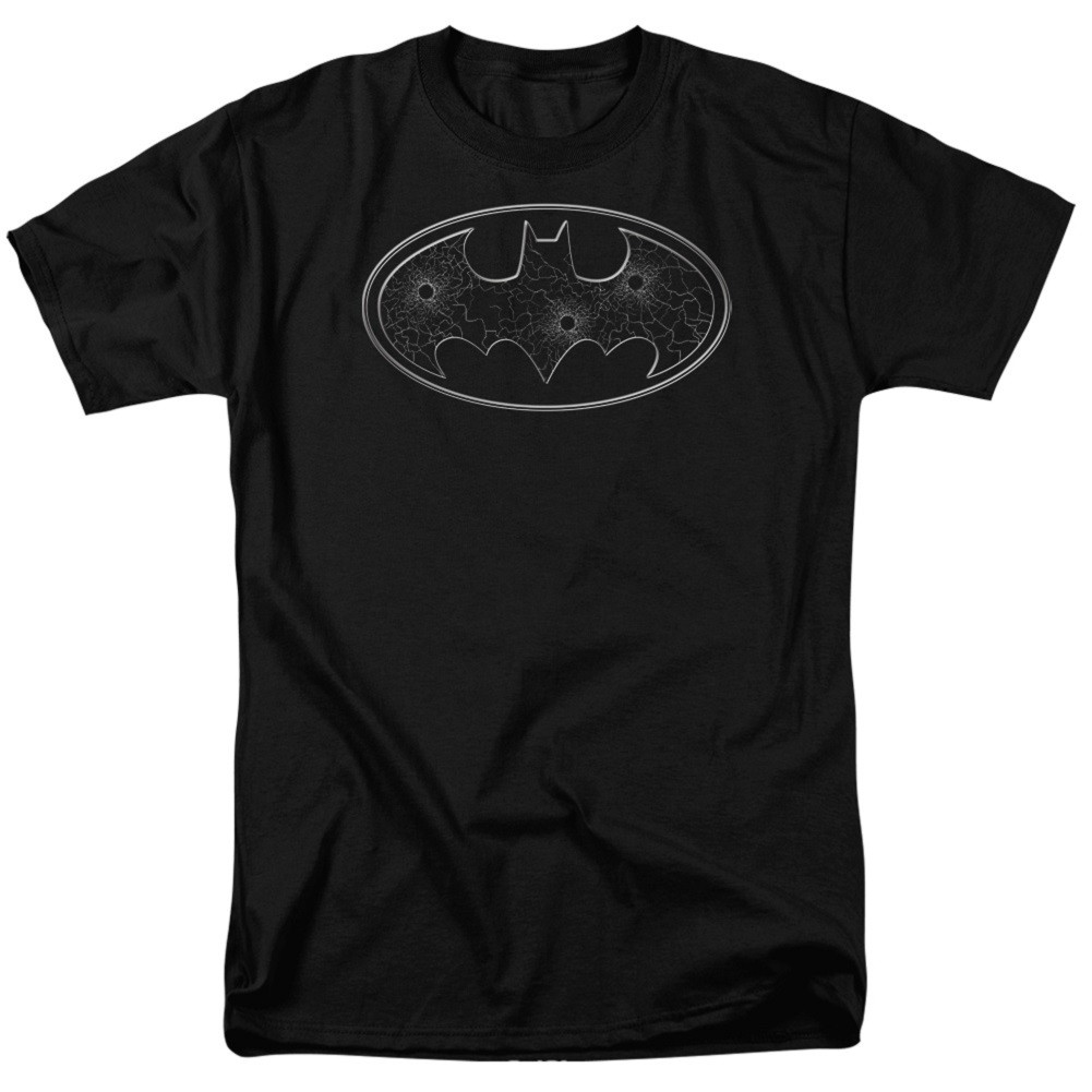 Batman Glass Bullet Hole Logo Men's Black T-Shirt