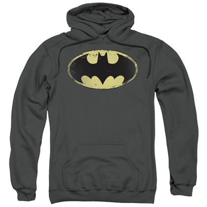 Batman Classic Distressed Logo Grey Hoodie