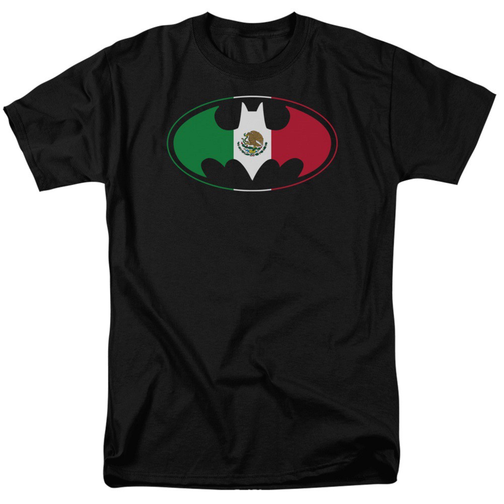 Batman Mexican Flag Logo Men's Black T-Shirt