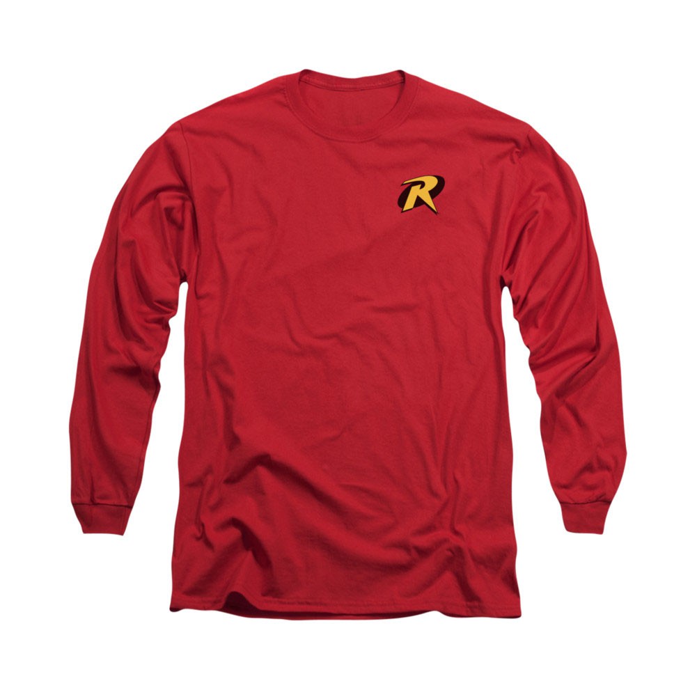 Batman Robin Logo Red Long Sleeve T-Shirt