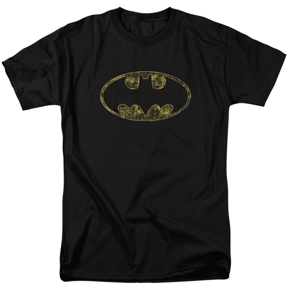 Batman Tattered Logo Men's Black T-Shirt