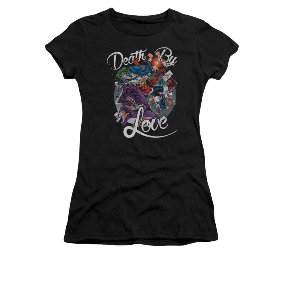 Batman Harley Quinn Death By Love Black Juniors Tee Shirt