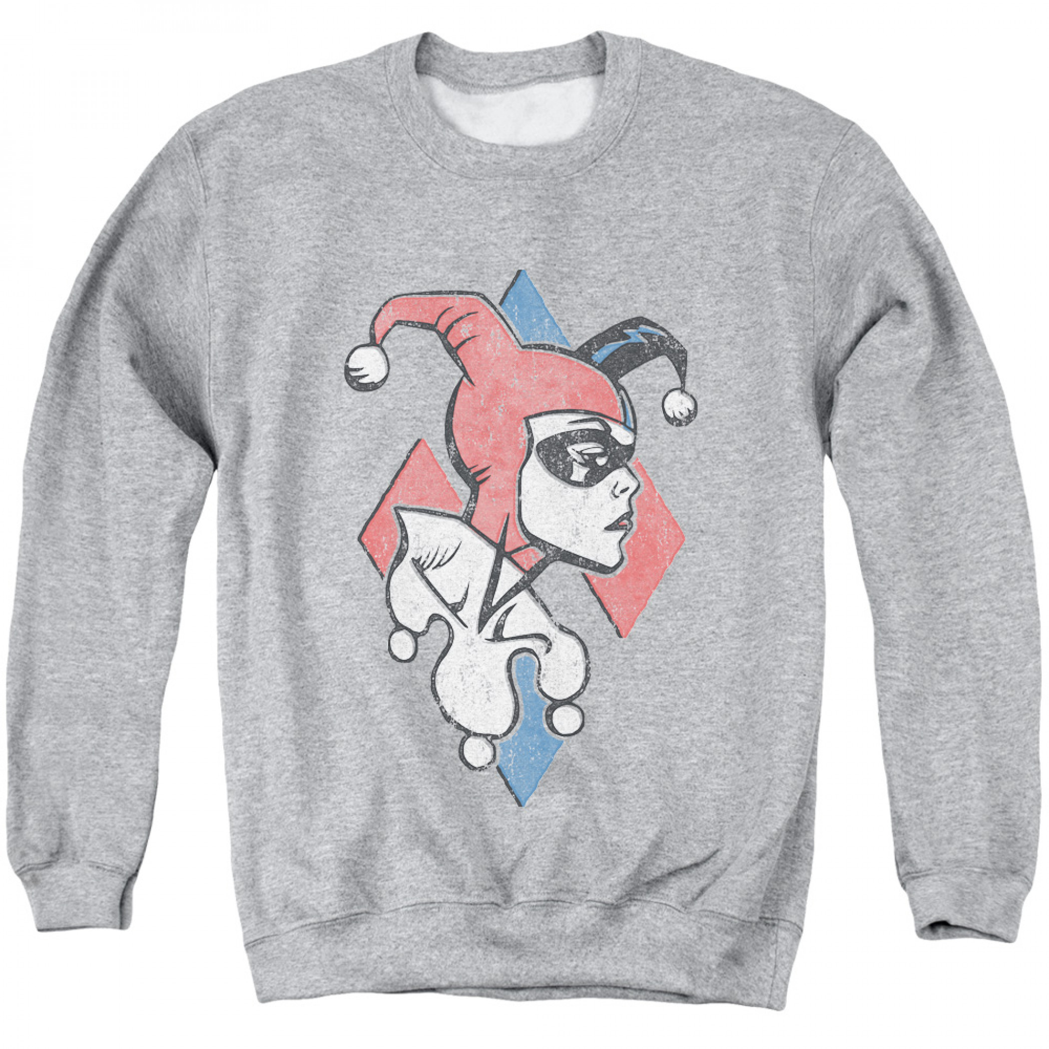 Harley Quinn Profile Grey Crewneck Sweatshirt