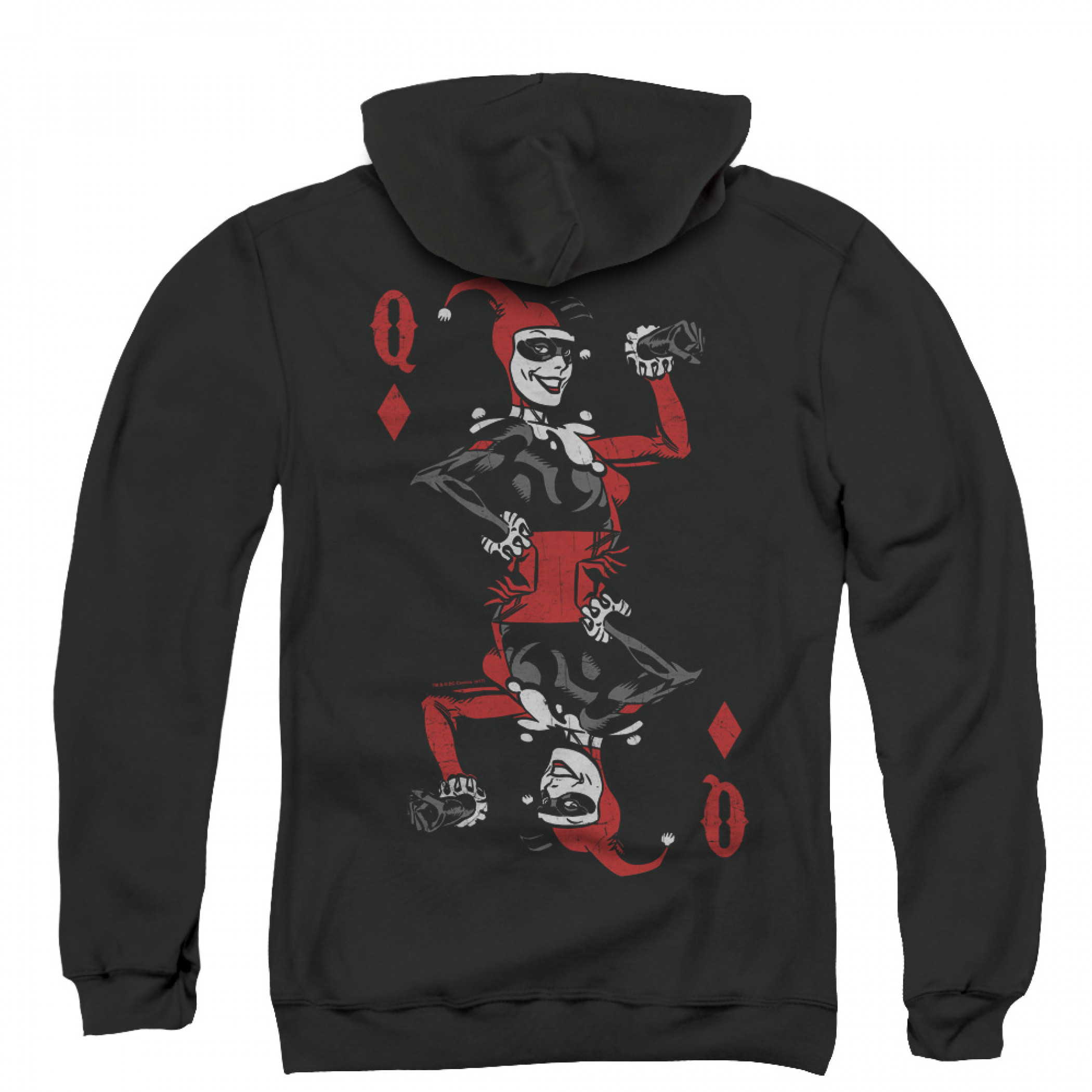 Harley Quinn Queen of Diamonds Men's Black Zip-Up Hoodie