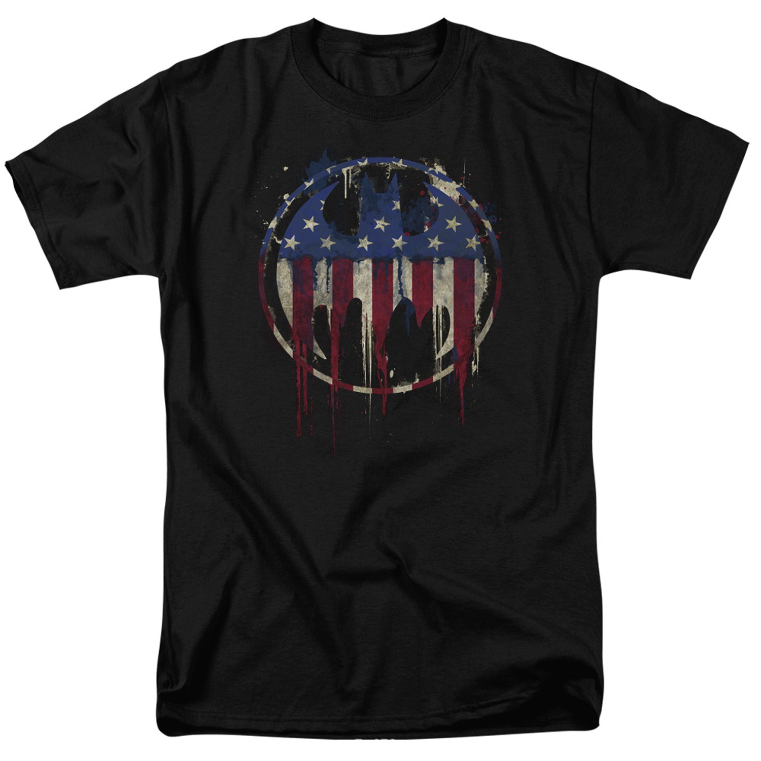 Batman Bleeding American Flag Bat Symbol Tshirt