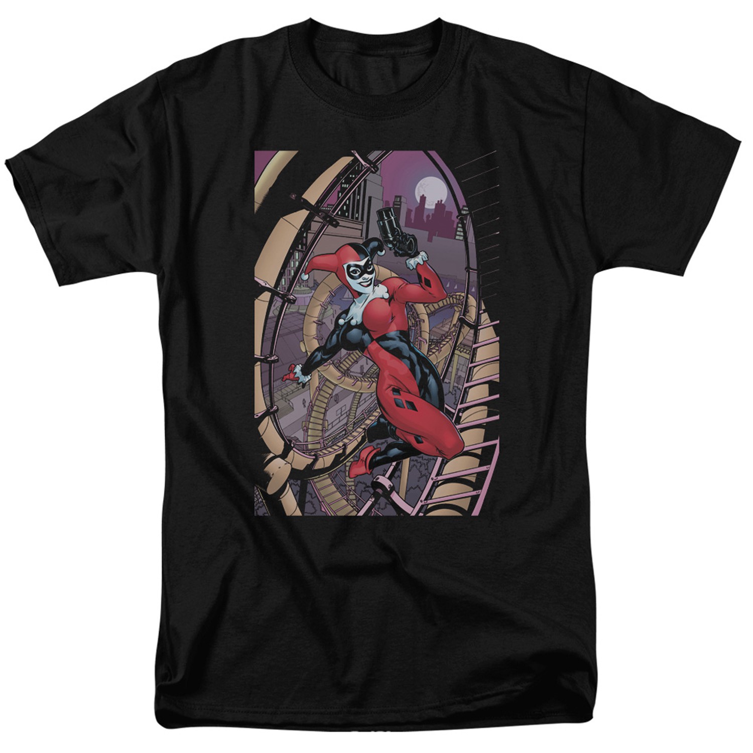 Harley Quinn Gun In Hand Men's Black T-Shirt