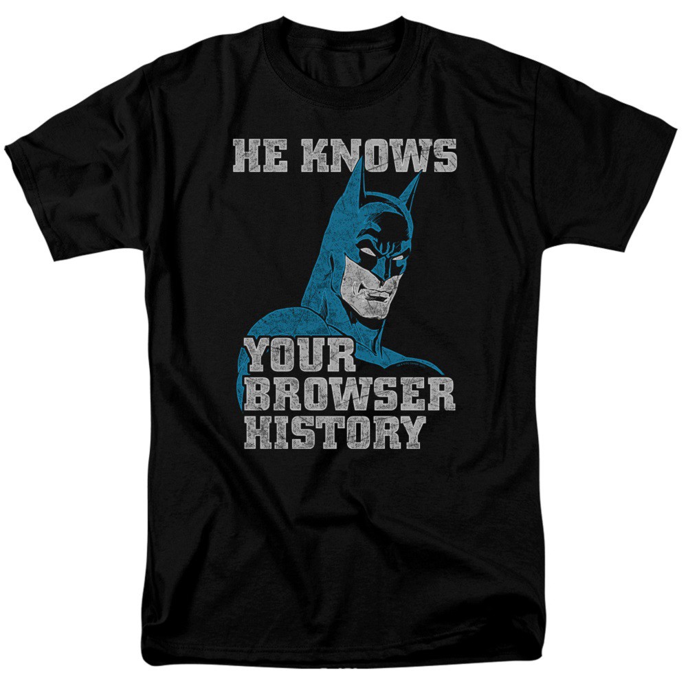 Batman Knows Your Browser History Men's Black T-Shirt