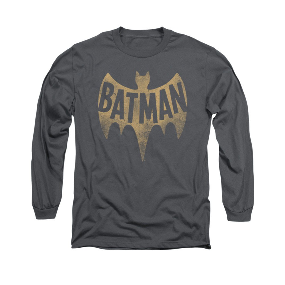 Batman Classic TV Logo Gray Long Sleeve T-Shirt