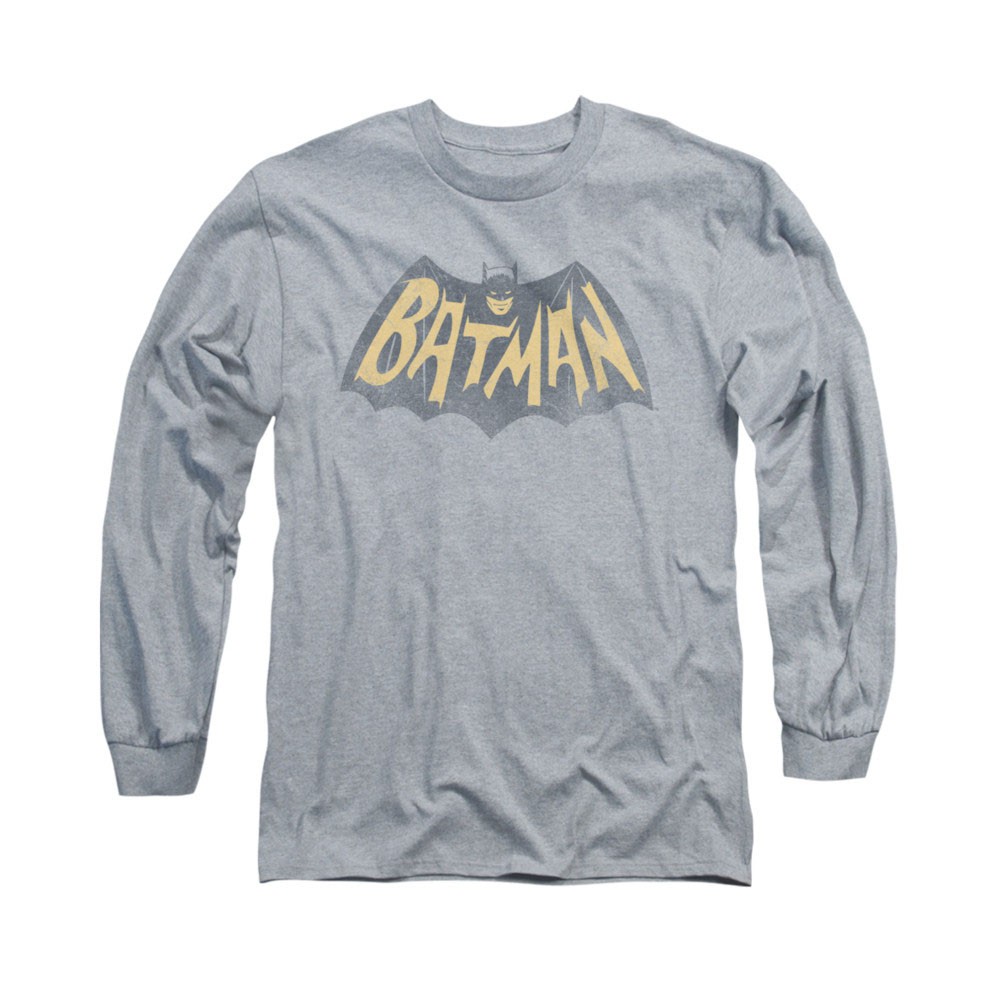 Batman Classic TV Show Logo Gray Long Sleeve T-Shirt