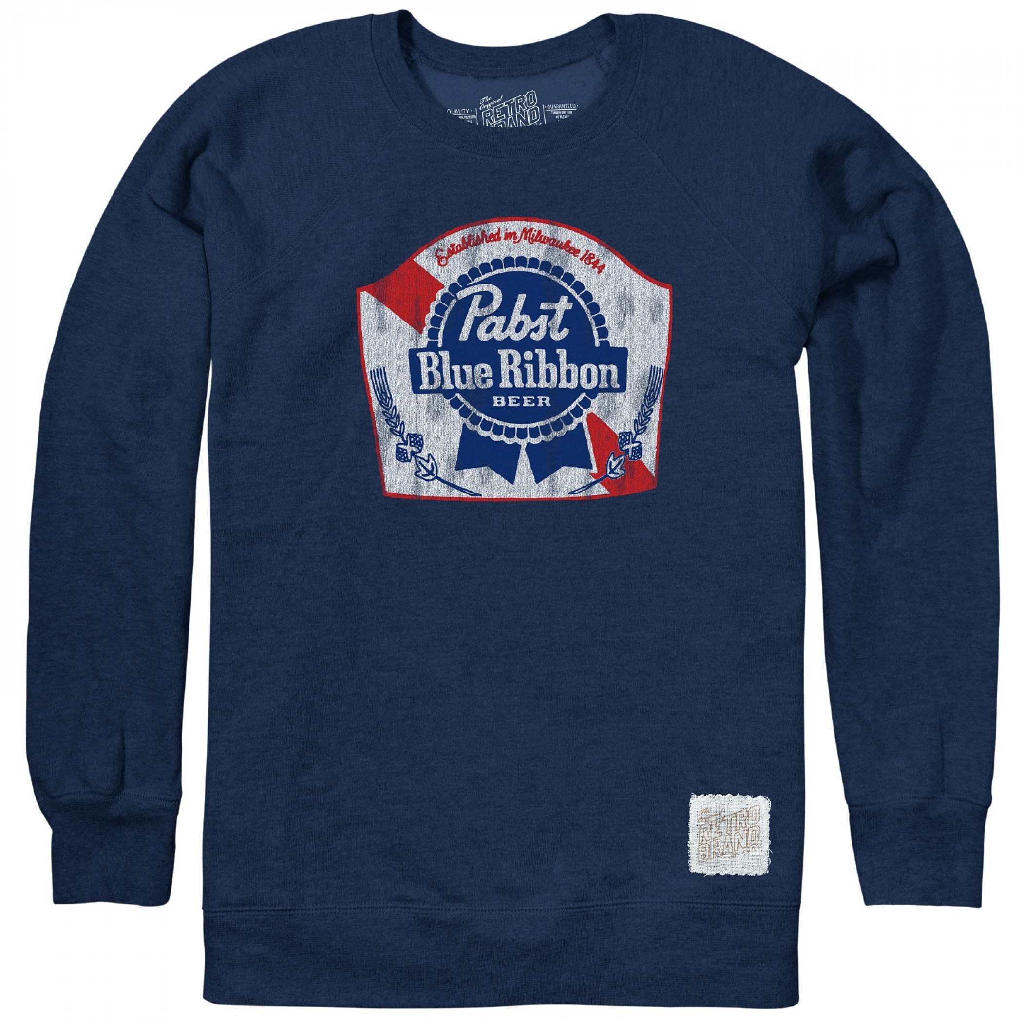 Pabst Blue Ribbon Beer Blue Fleece Crewneck Sweatshirt