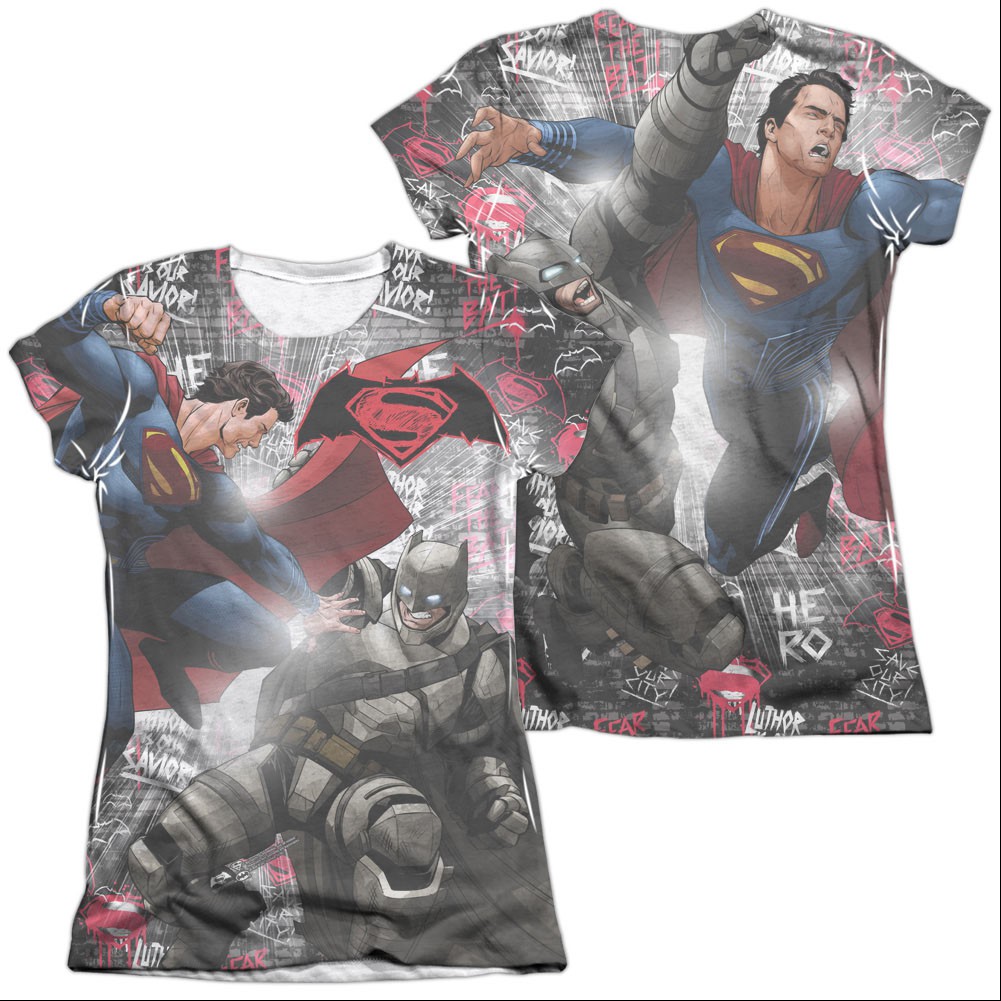 Batman v Superman Showdown Sublimation Juniors T-Shirt