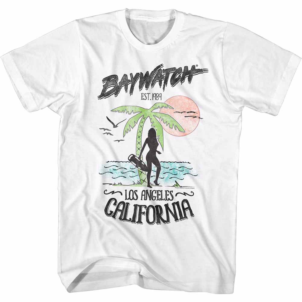 Baywatch LA California Mens White T-Shirt