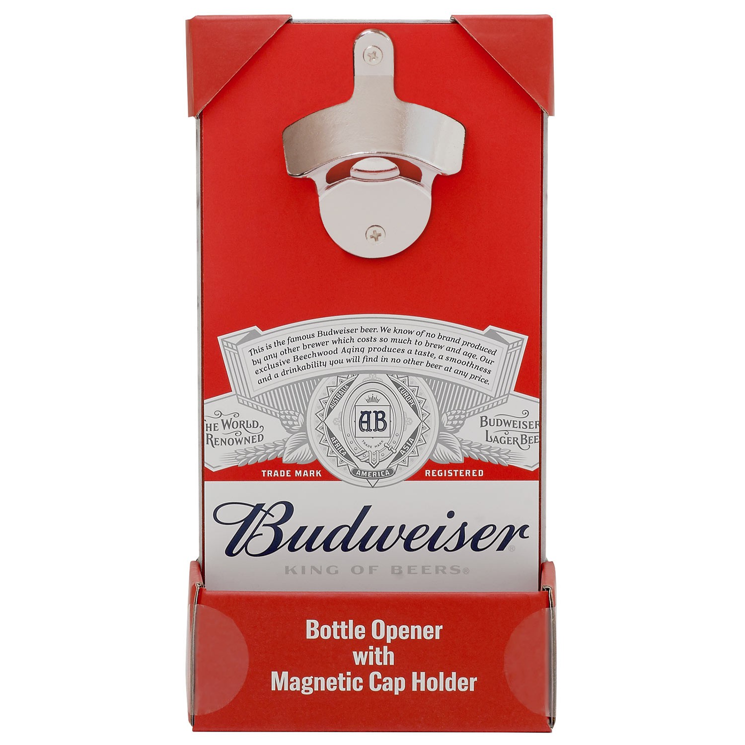 Budweiser Bottle Opener With Magnetic Cap Catcher