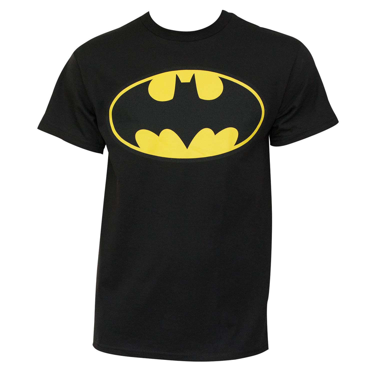 Batman Classic Yellow Bat Logo Graphic Men's Black T-Shirt