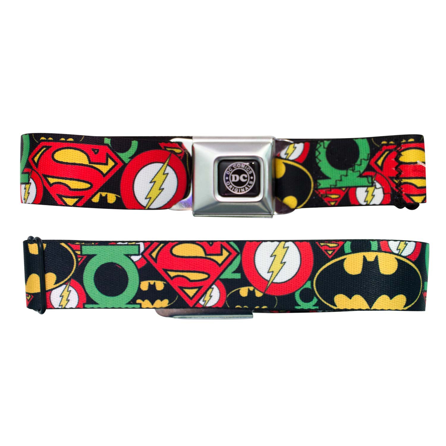 Justice League Logos Seatbelt Buckle Belt