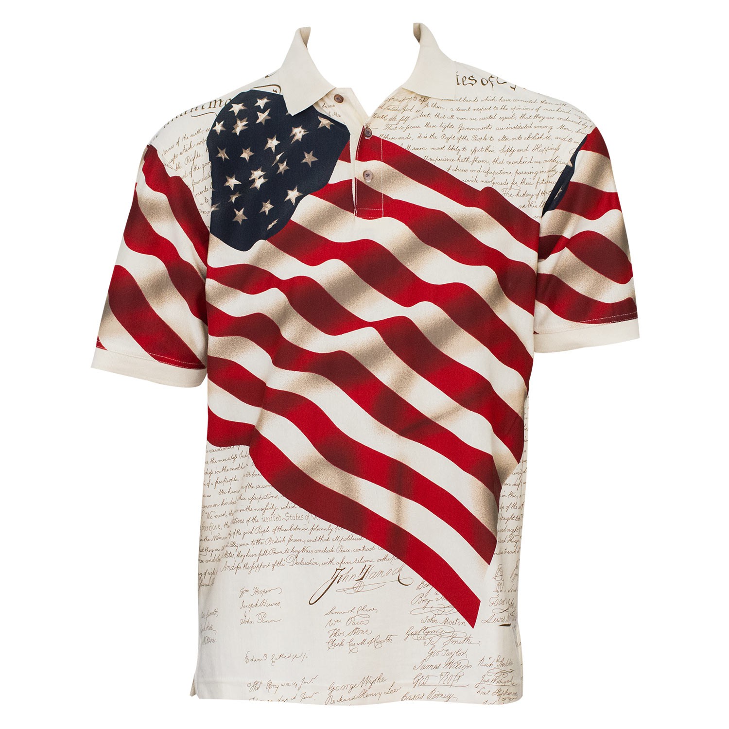 USA Patriotic Flag Men's Beige Polo Shirt