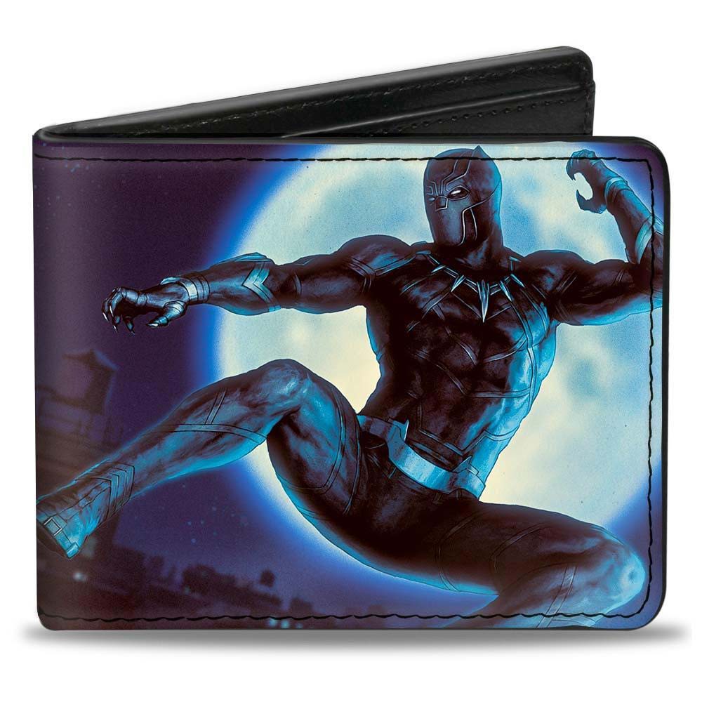 Black Panther Action Pose Purple Grey Bifold Wallet