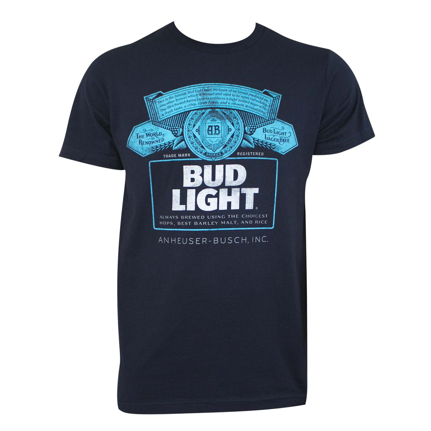 Bud Light Men's Navy Blue T-Shirt