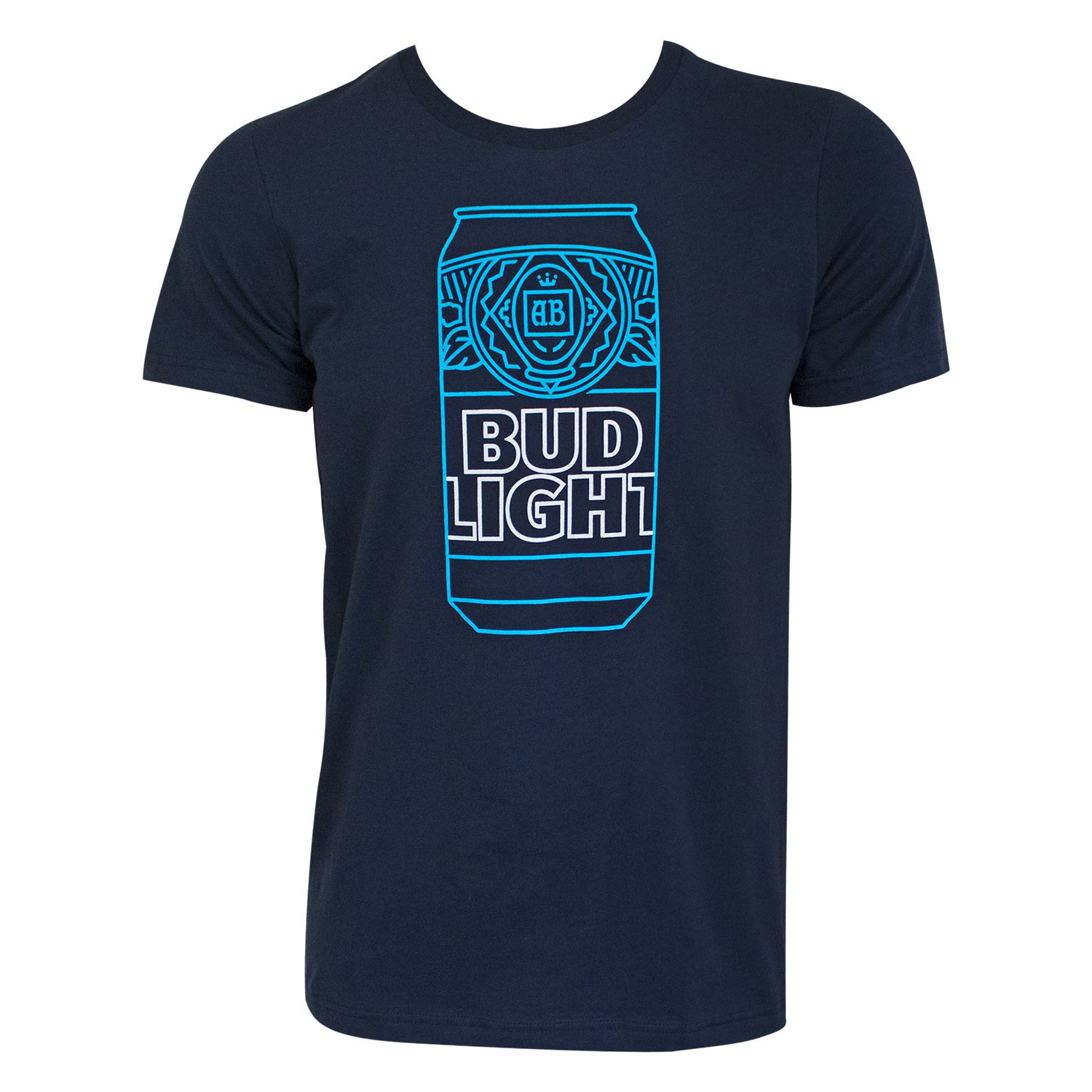 Bud Light Neon Beer Can Navy Blue Tee Shirt