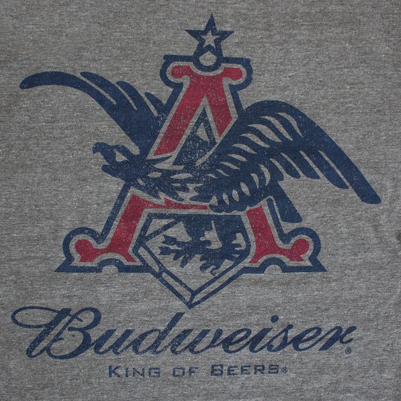 Budweiser Men's Gray Pop Top Bottle Opener Vintage Eagle Logo T-Shirt