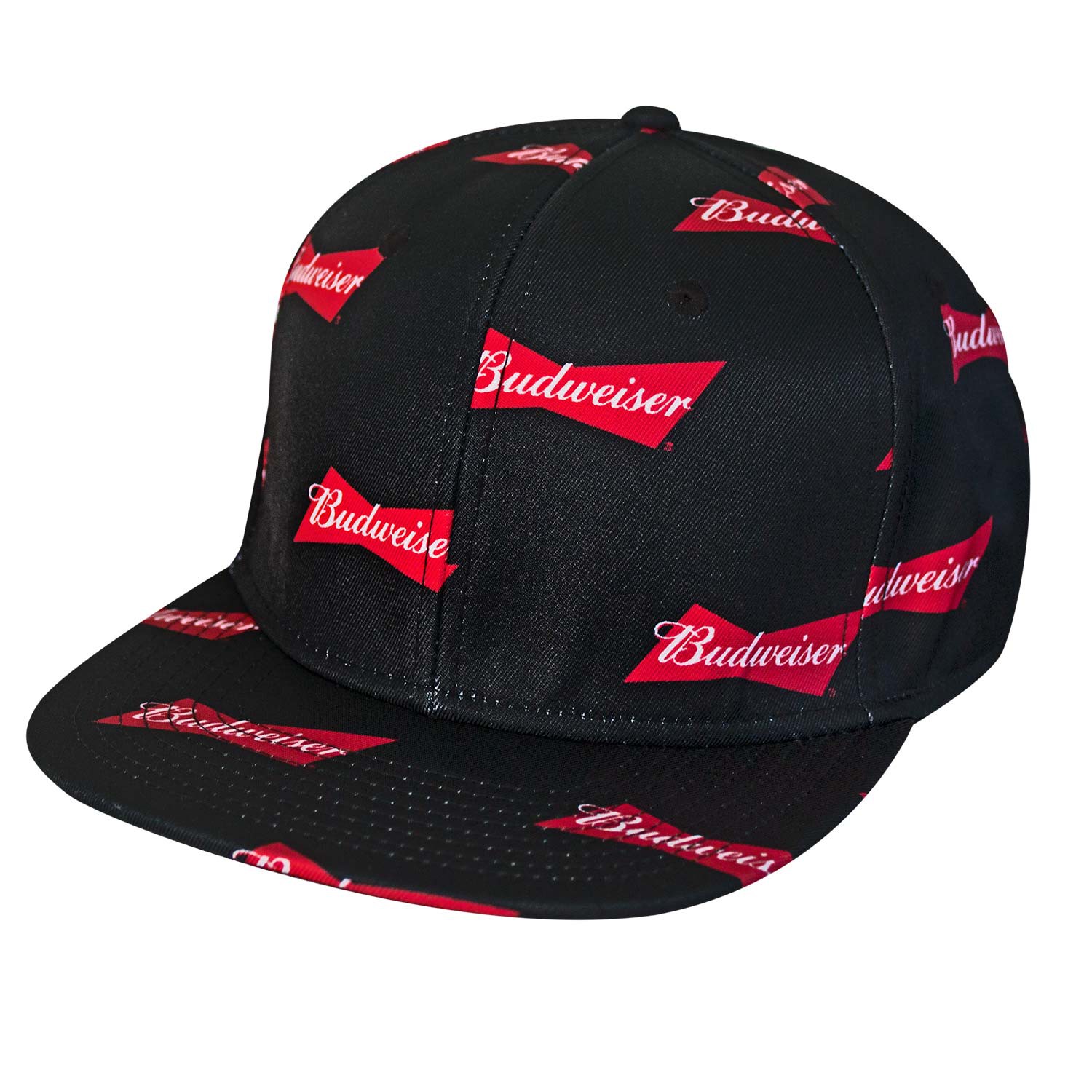 Budweiser All Over Bowtie Logo Black Snapback Hat