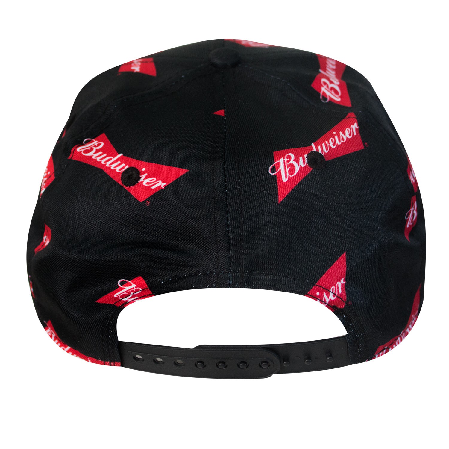 Budweiser All Over Bowtie Logo Black Snapback Hat