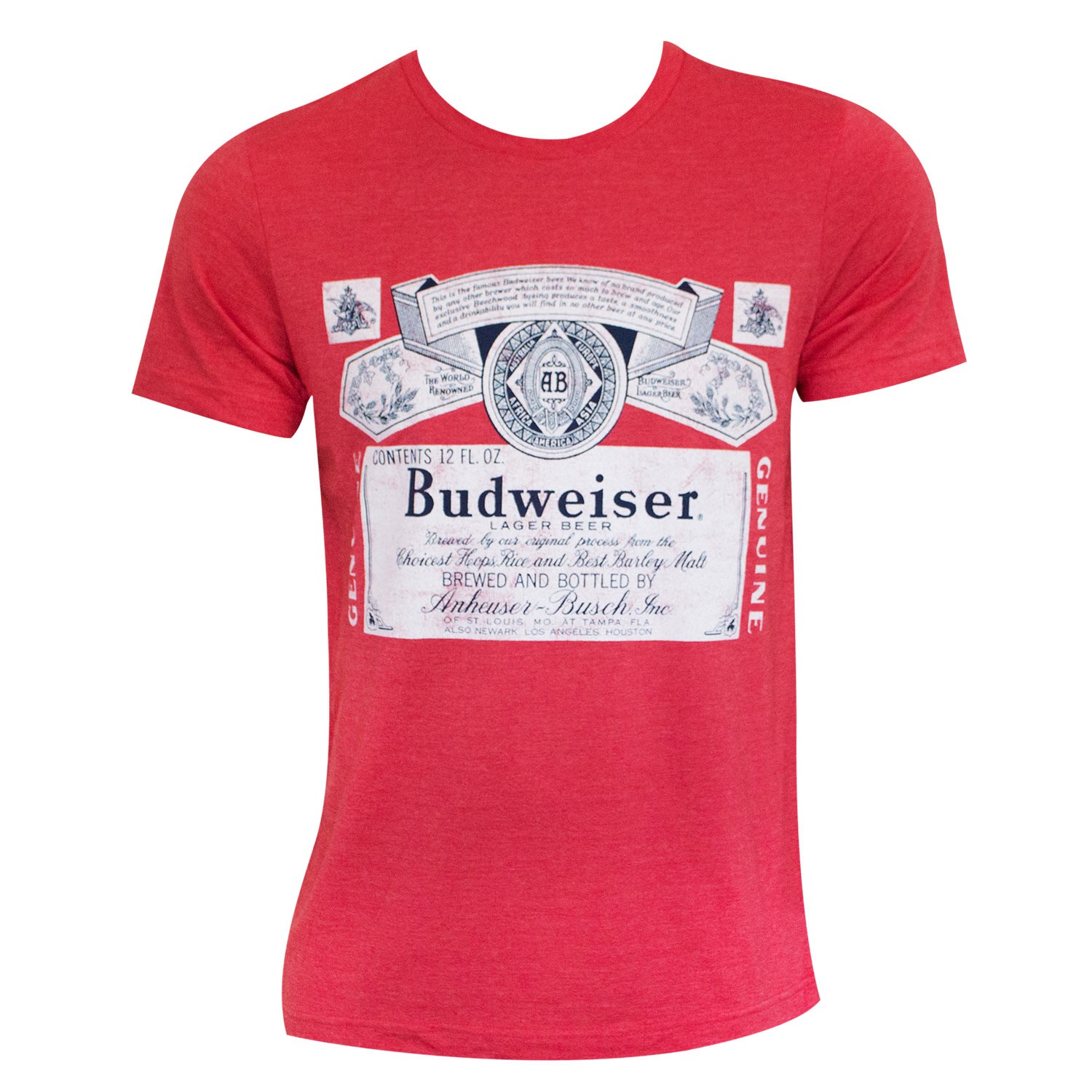Budweiser Heather Red Beer Logo Tee Shirt