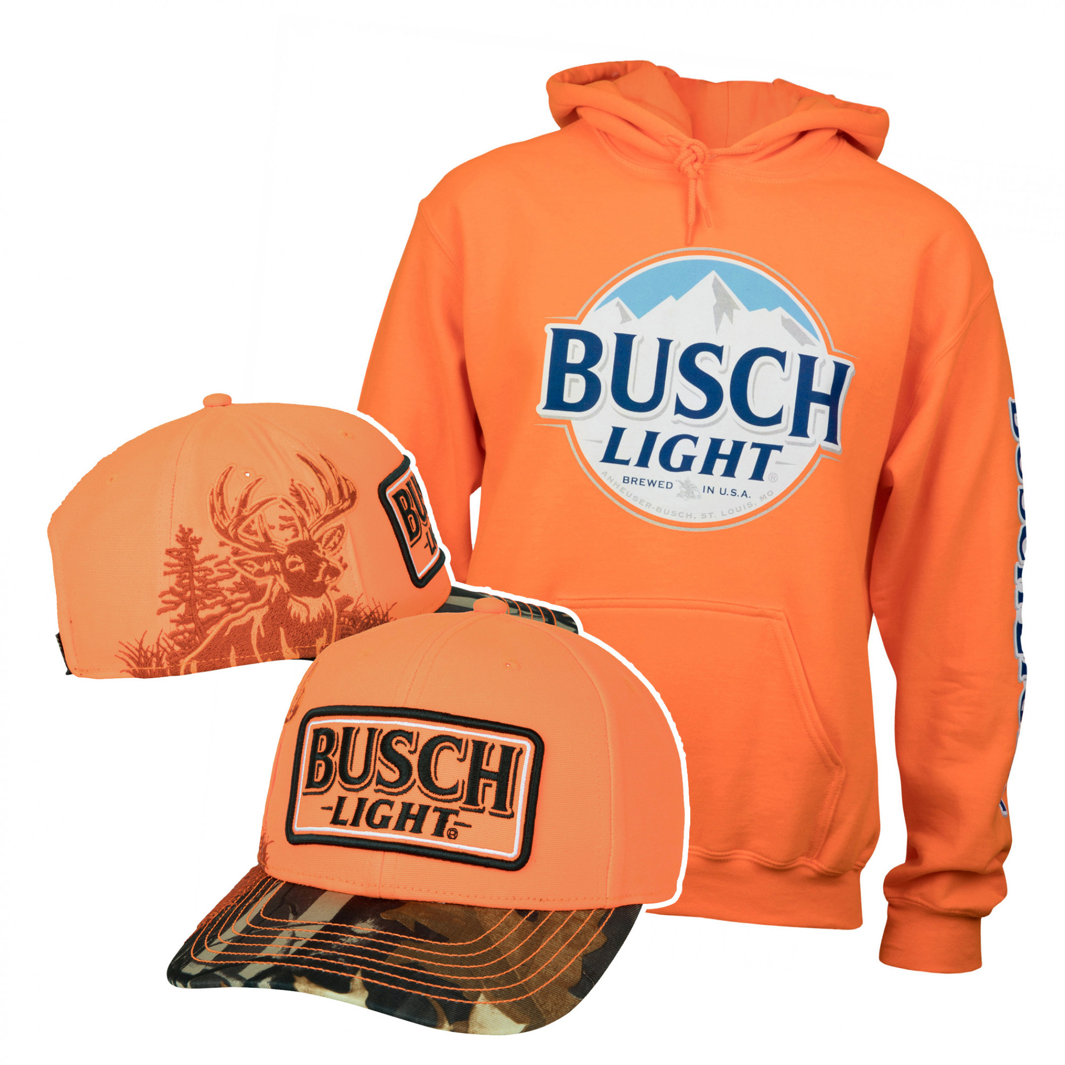 Busch Hunting Blaze Orange Hat and Hoodie Combo-Medium
