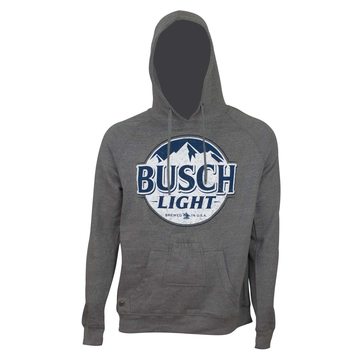 Busch Light Bottle Label Dark Grey Bottle Opener Beer Pouch Hoodie