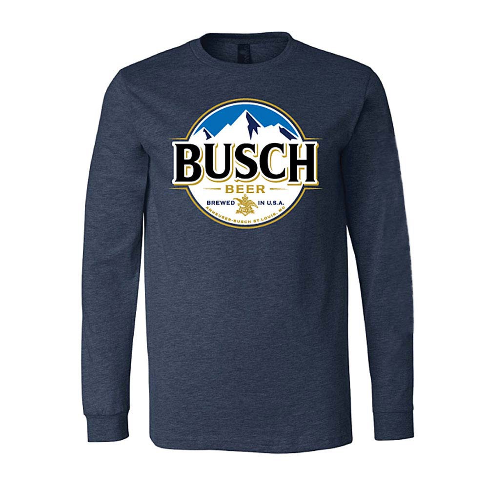 Busch Beer Round Logo Men's Long Sleeve Blue T-Shirt