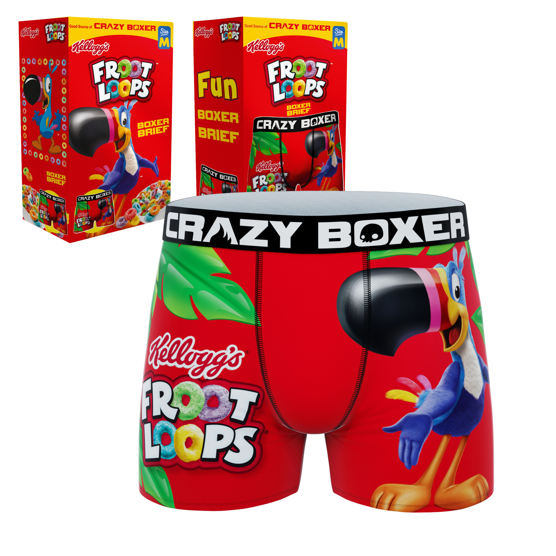 Crazy Boxers Kellogg's Cereal Boxers Variety Boxer Briefs BLACK LARGE