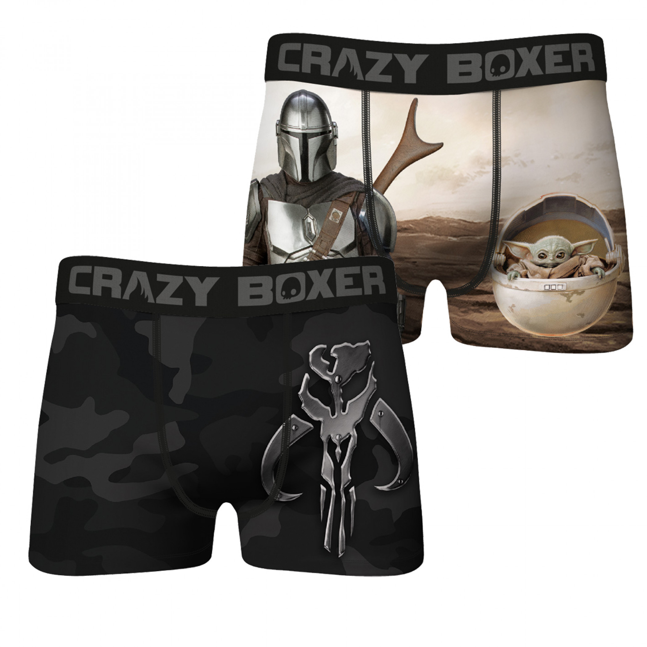 Star Wars The Mandalorian Symbol and The Child Waltzing Up 2-Pack of Crazy Boxer Briefs