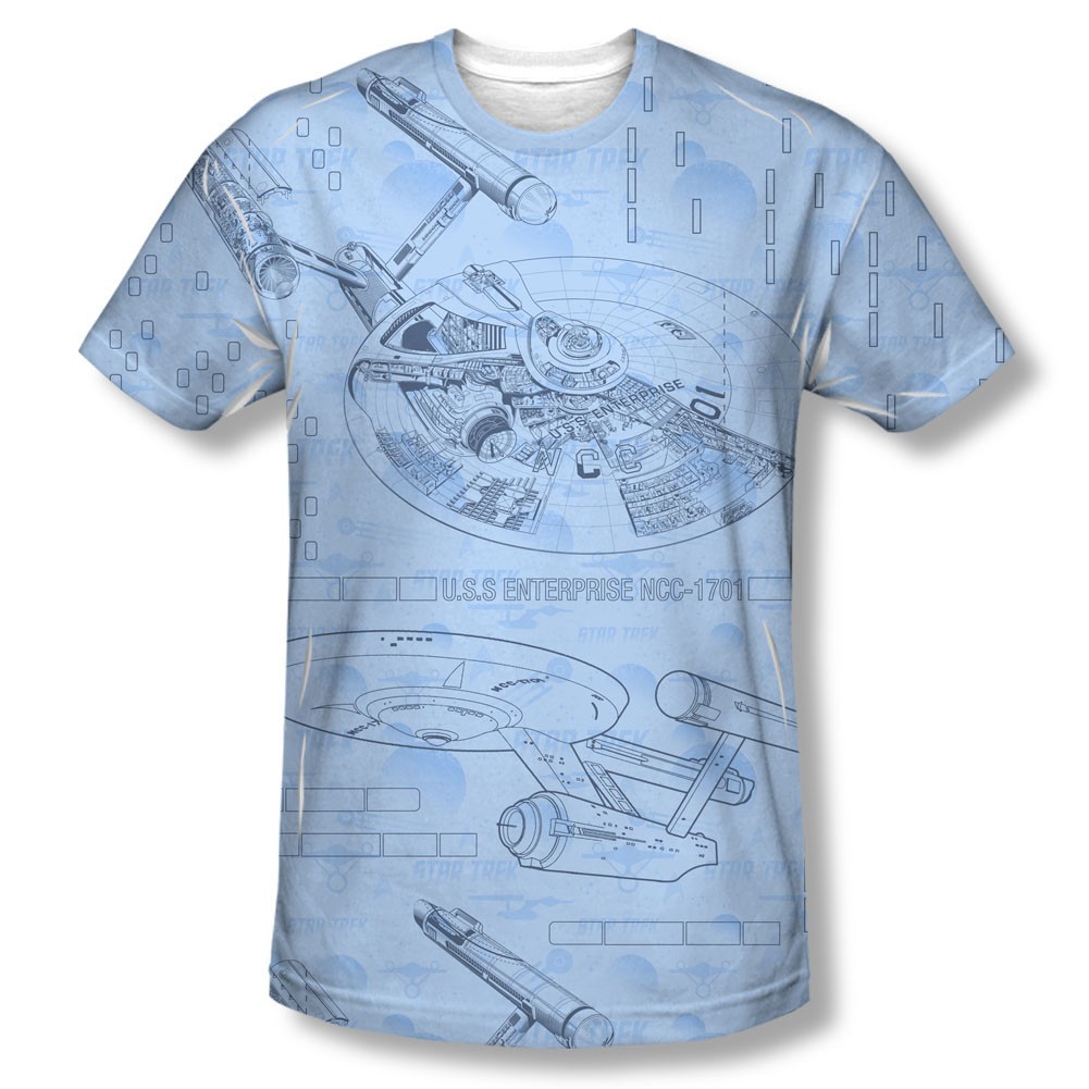 Star Trek Blue Print Sublimation T-Shirt