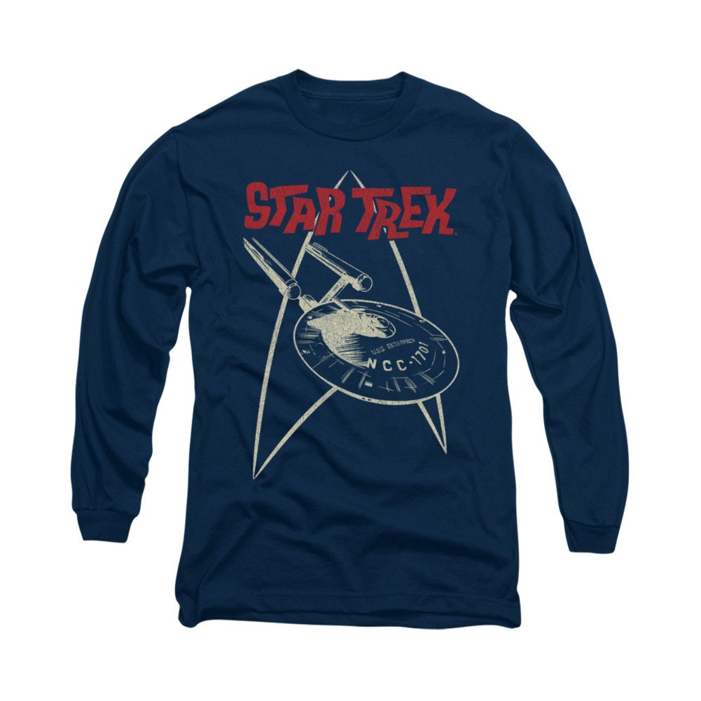 Star Trek Ship Symbol Blue Long Sleeve T-Shirt