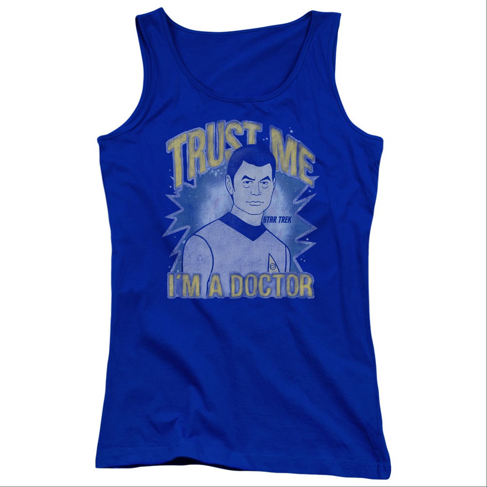 Star Trek Trust Me Doctor Blue Juniors Tank Top