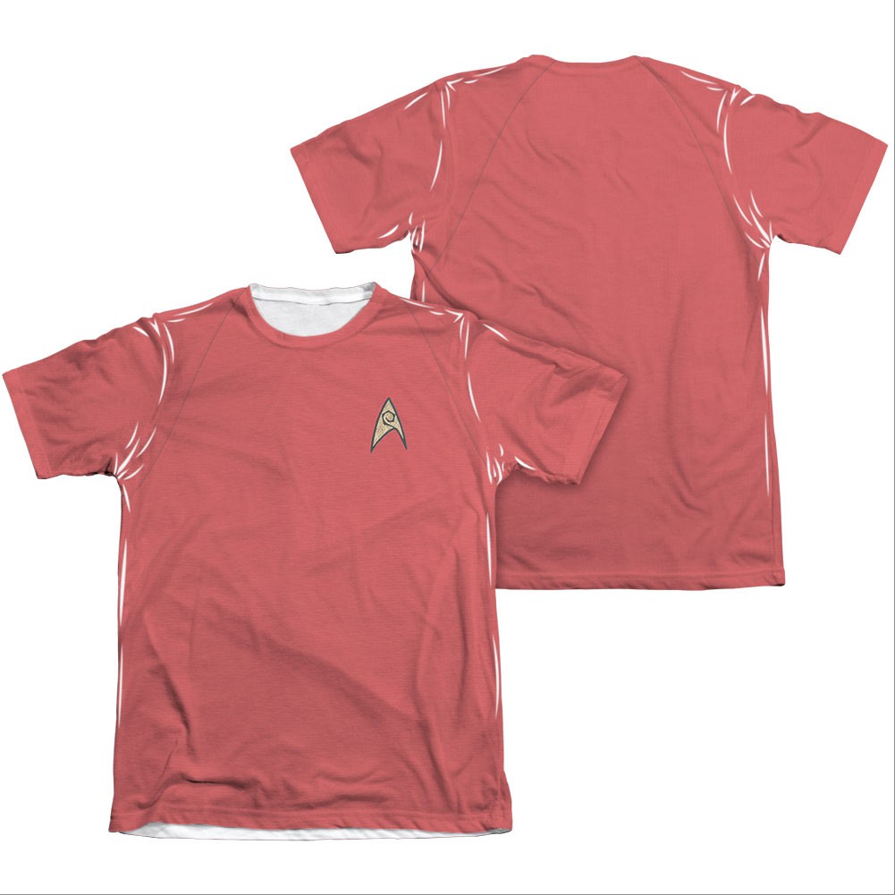 Star Trek TOS Engineering Two-Sided Costume Red Sublimation T-Shirt