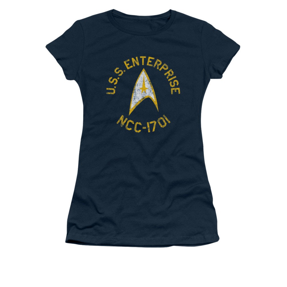 Star Trek USS Enterprise Collegiate Blue Juniors T-Shirt