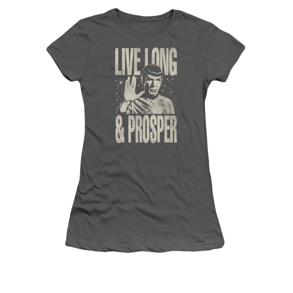 Star Trek Spock Live Long & Prosper Gray Juniors T-Shirt