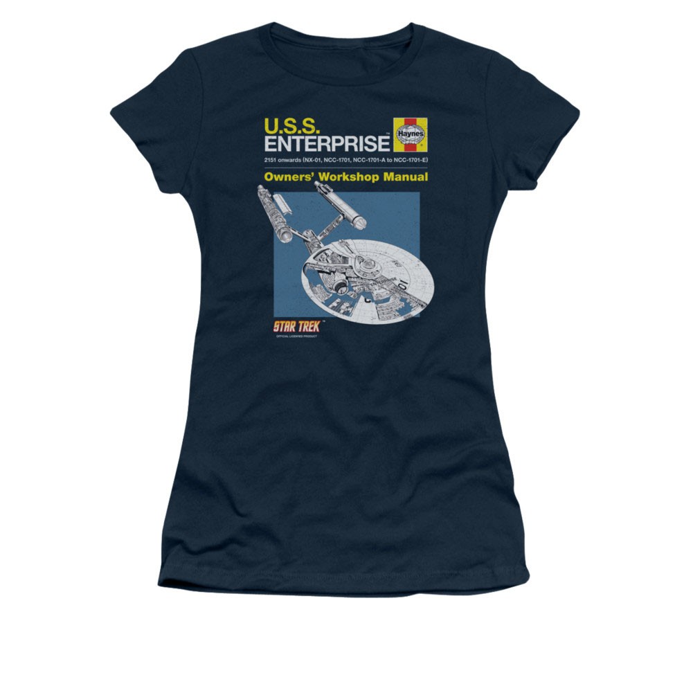 Star Trek USS Enterprise Manual Blue Juniors T-Shirt