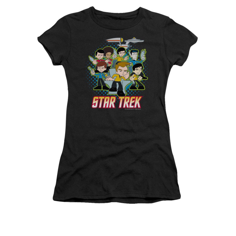 Star Trek Quogs Collage Black Juniors T-Shirt