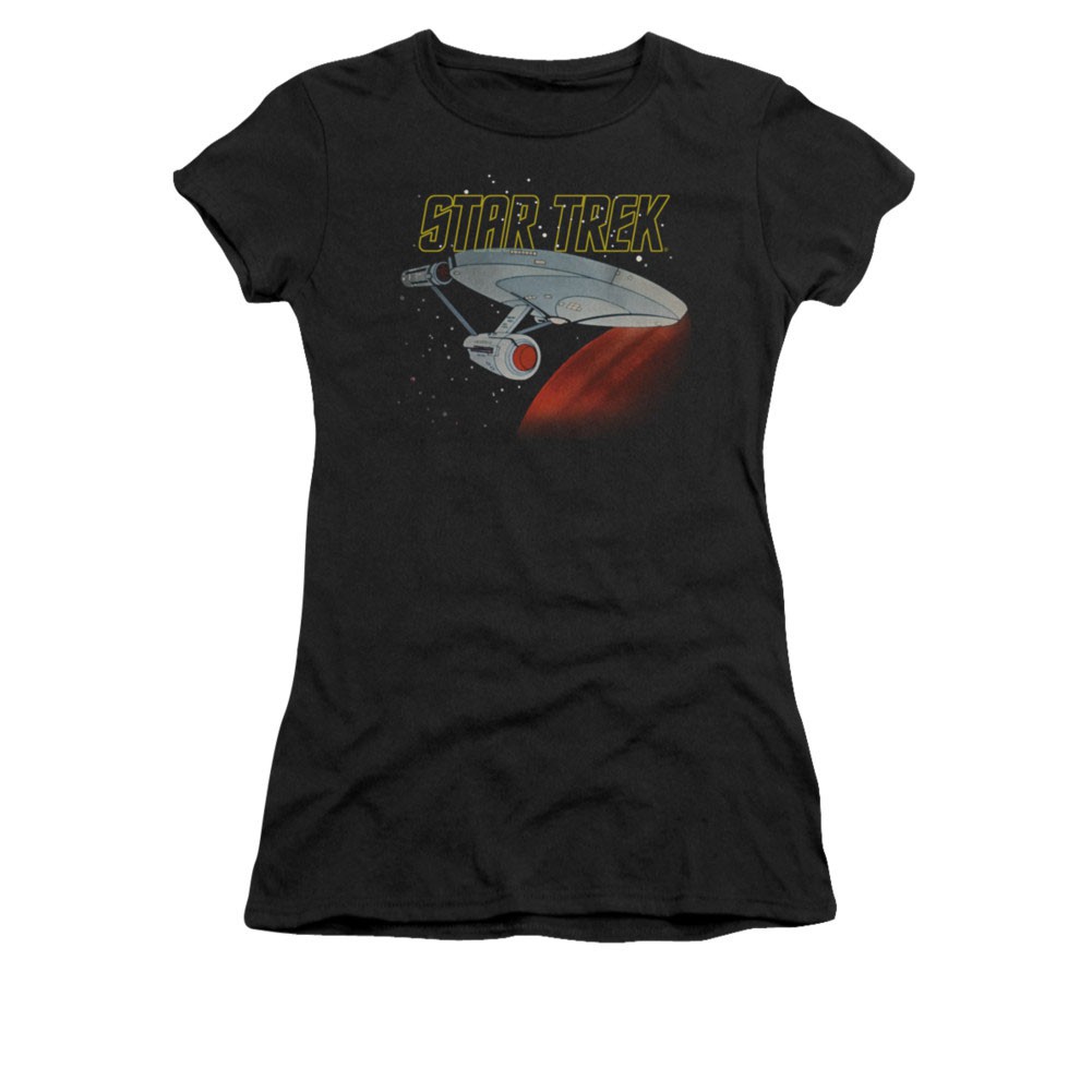 Star Trek Retro Enterprise Black Juniors T-Shirt