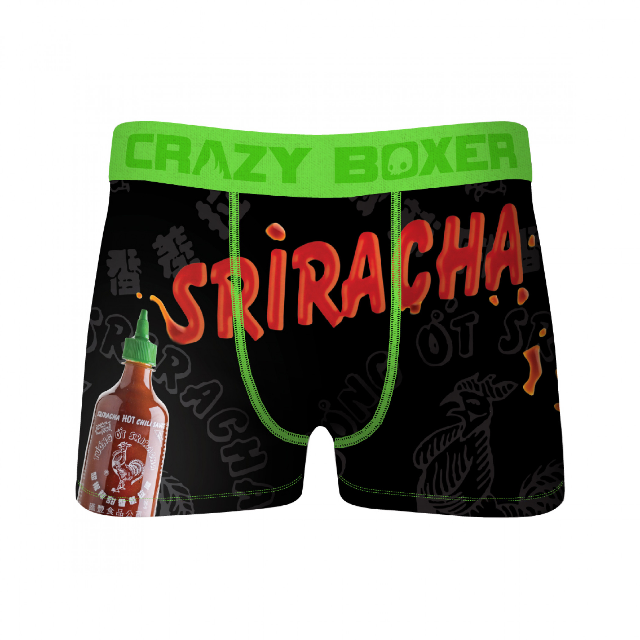 Crazy Boxers Sriracha Bottle and Text Boxer Briefs