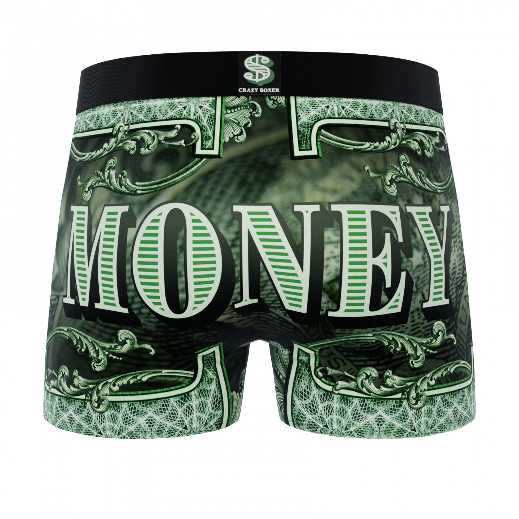 Crazy Boxers Money Dollar Signs Boxer Briefs in Benjamins Stack Box