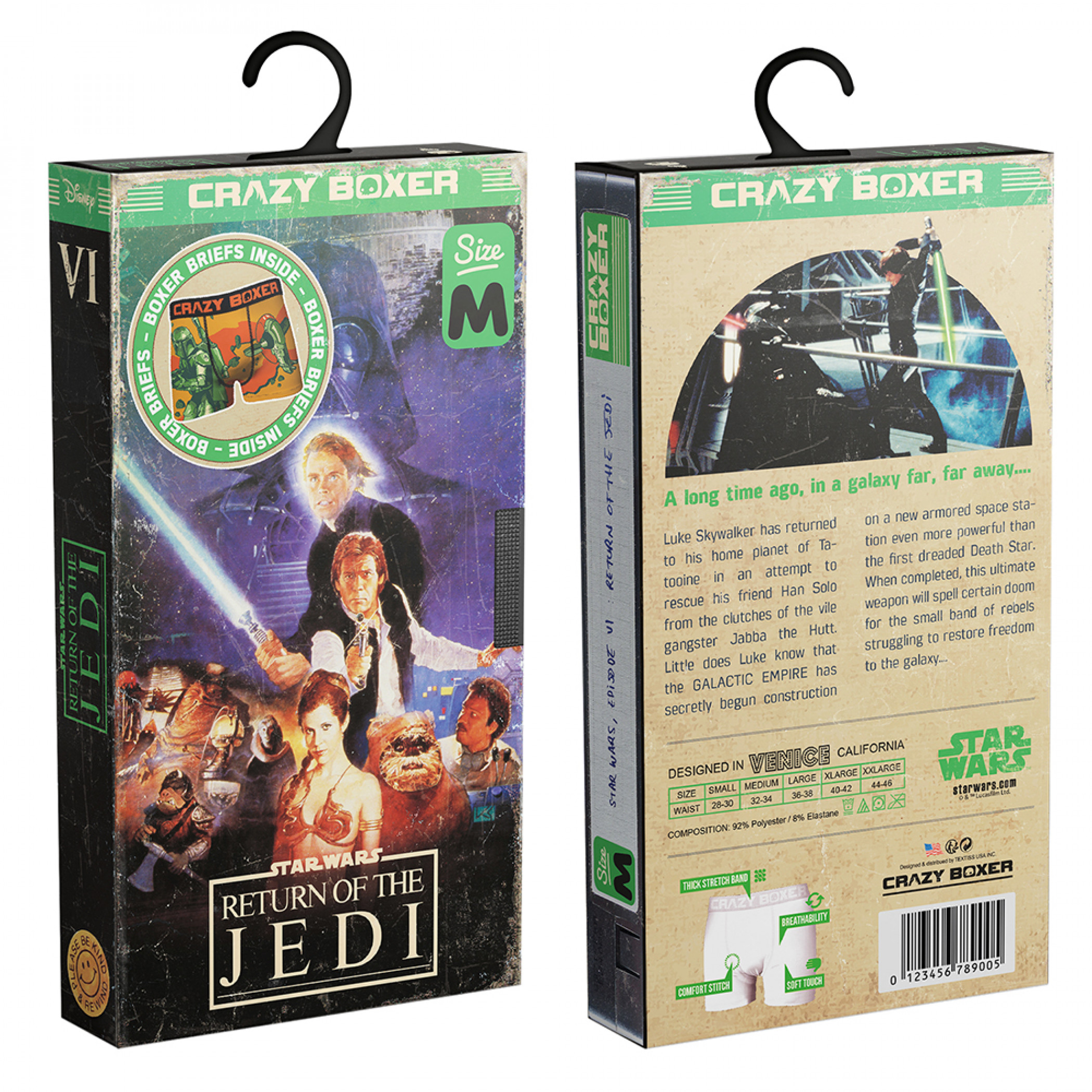 Star Wars Boba Fett Boxer Briefs in Return of the Jedi VHS Tape Box