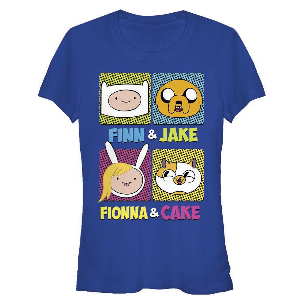 Adventure Time Finn Fionna Cake Jake Blue Juniors T-Shirt