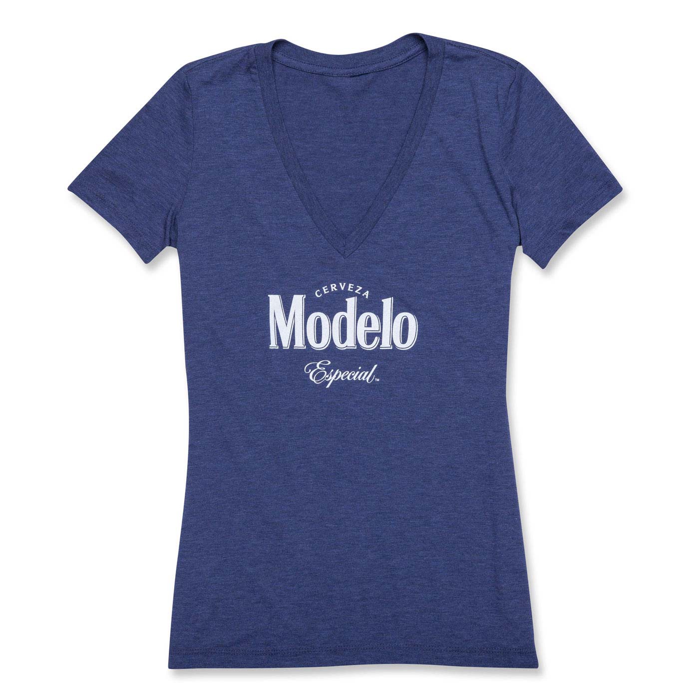 Modelo Especial Ladies Blue V-Neck Tee Shirt
