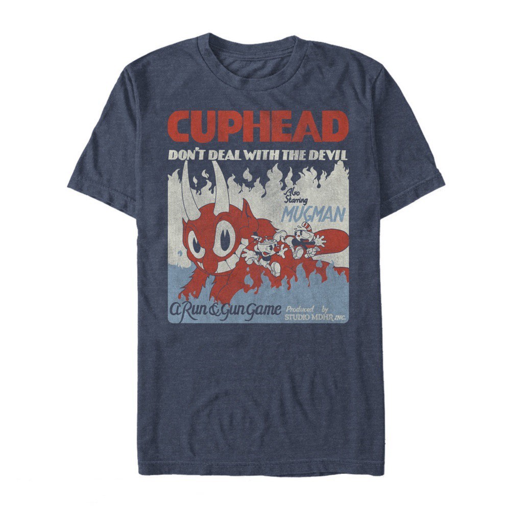 Cuphead and Mugman Run and Gun Blue Tshirt