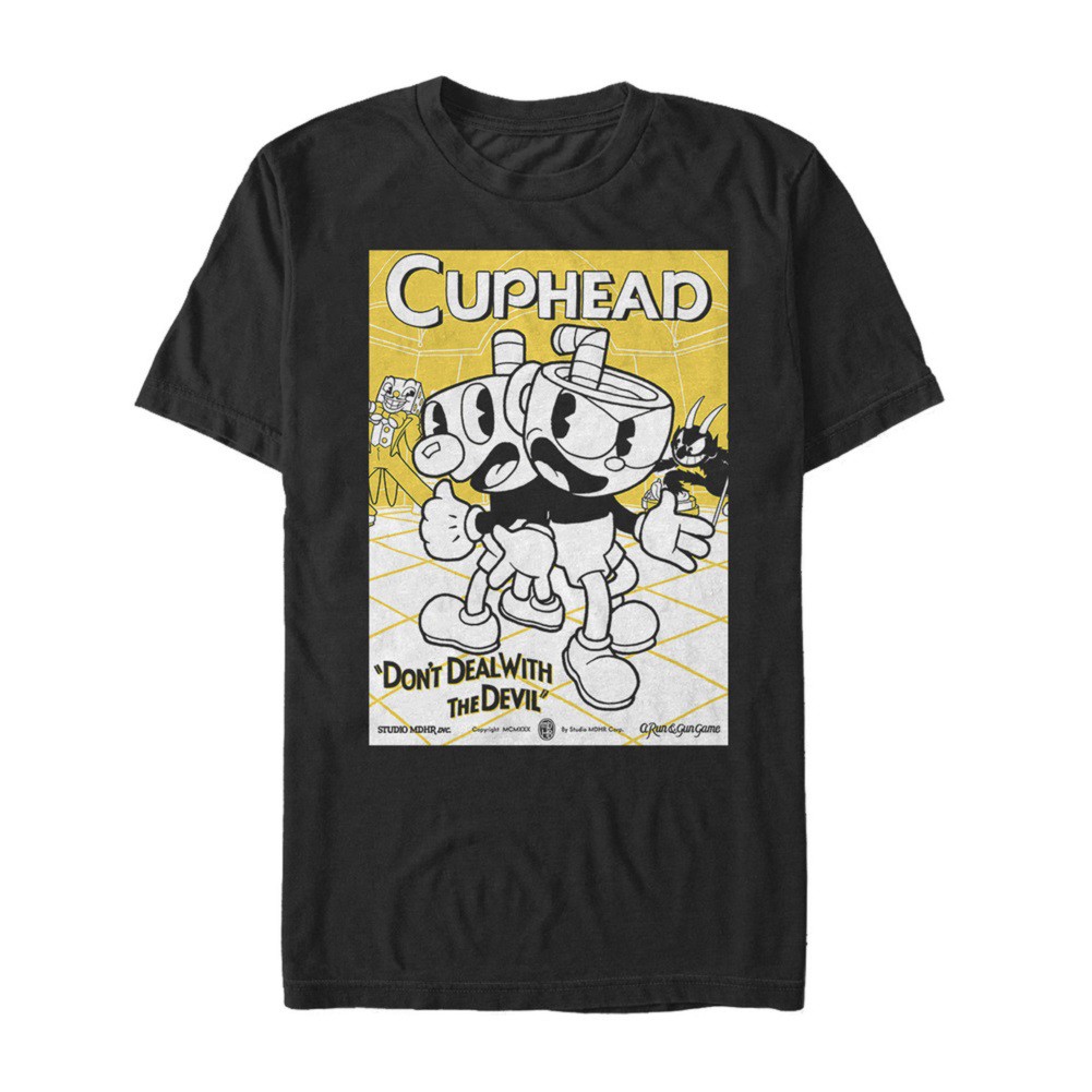 Cuphead and Mugman Poster Black Tshirt