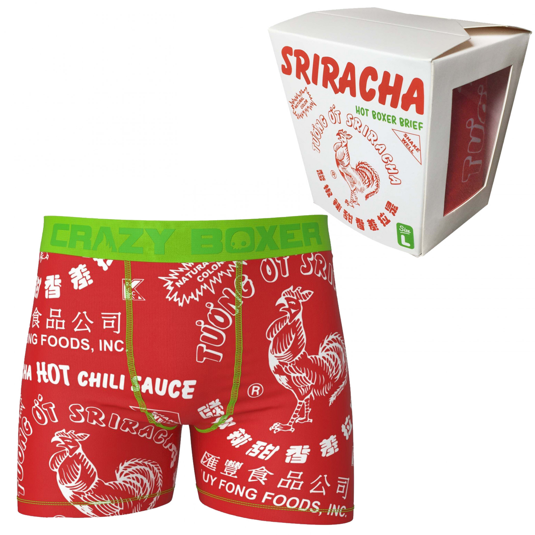 Sriracha Hot Chili Sauce Boxer Briefs in Chinese Take Out Container
