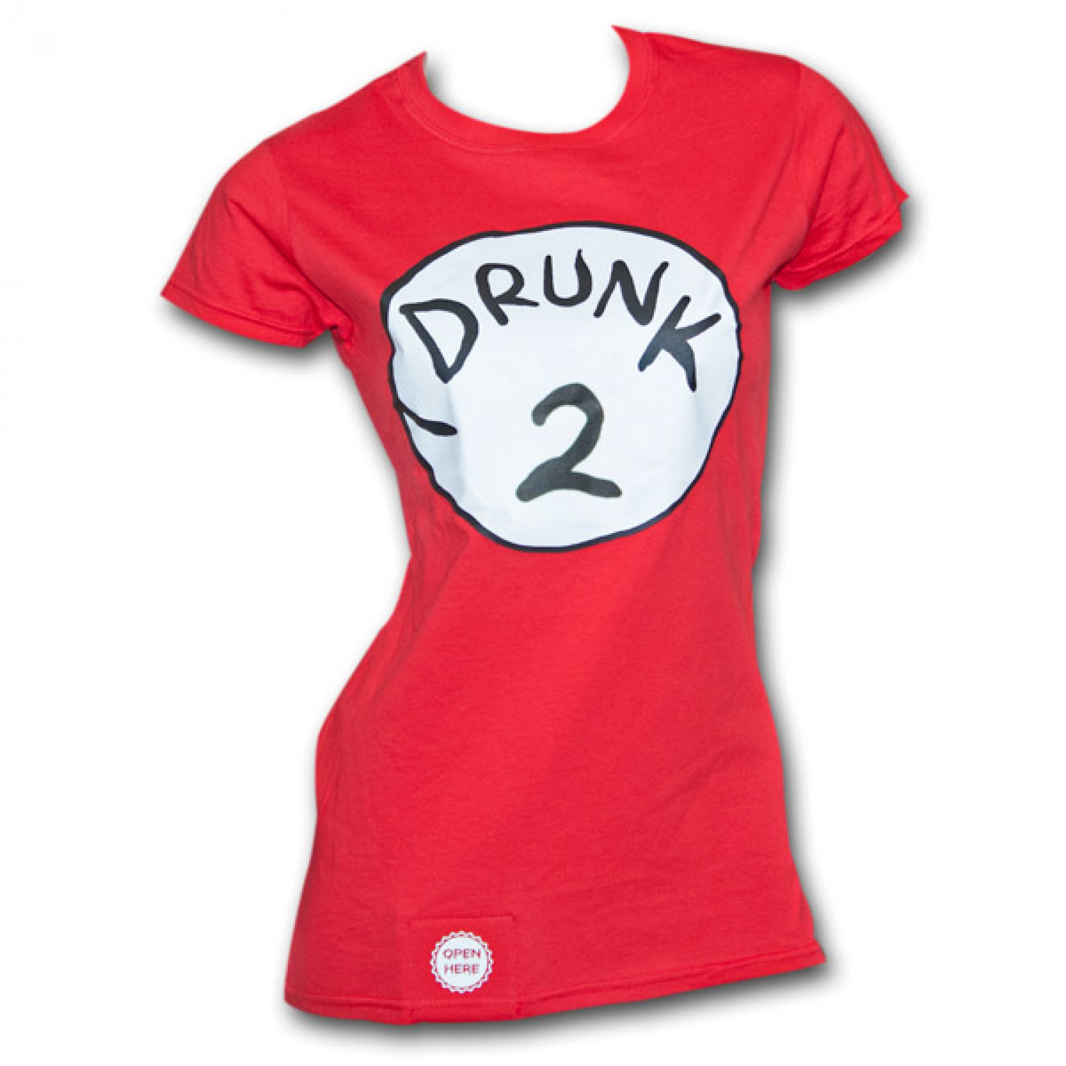 Drunk 2 Bottle Opener Juniors Red T-Shirt